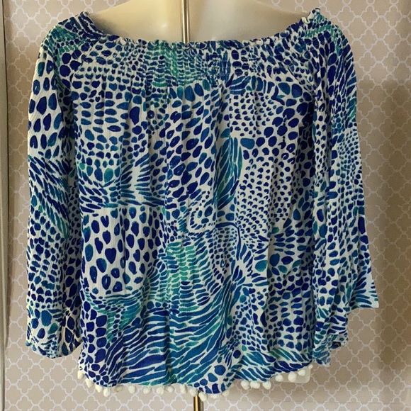 LILLY PULITZER Nita off shoulder top BlueTang Gang - Picture 5 of 8